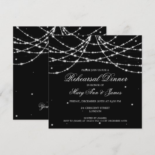 Elegante Probe Abendessen Sparkling Einladung (Vorne/Hinten)