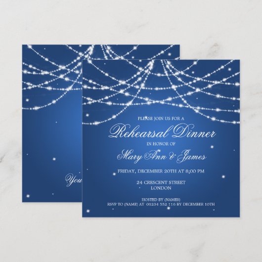 Elegante Probe Abendessen Sparkling Einladung (Vorne/Hinten)