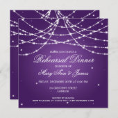 Elegante Probe Abendessen Sparkling Sass Lila Einladung (Vorne/Hinten)