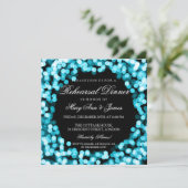 Elegante Probe Abendessen Türkisfarben Funkelnd Li Einladung (Stehend Vorderseite)