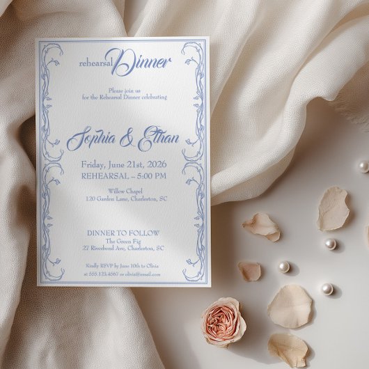 Elegante Probe Dinner Einladung - Blaue Rose F