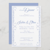 Elegante Probe Dinner Einladung - Blaue Rose F (Vorne/Hinten)