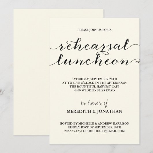 Elegante Probe Einladung (Vorne/Hinten)