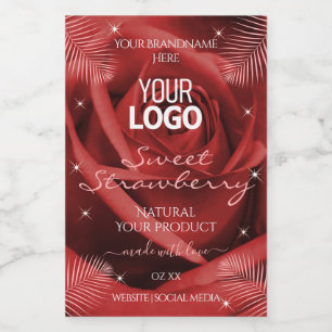 Elegante Produktetiketten Roter Rosen Palmwedel Lo Lebensmitteletikett