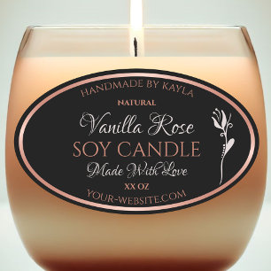 Elegante Produktetiketten Schwarz mit Rose-Gold-Ra Ovaler Aufkleber