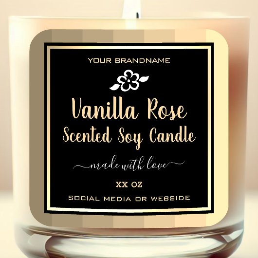 Elegante Produktverpackungen Gold und Black Labels Quadratischer Aufkleber