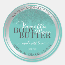 Elegante Produktverpackungsmarken Aquamarin und si Runder Aufkleber