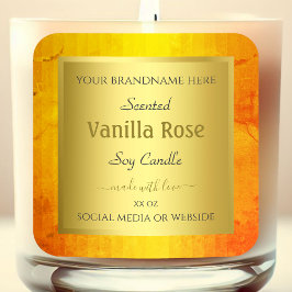 Elegante Produktverpackungsmarken Gold Orange Fram Quadratischer Aufkleber