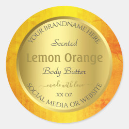 Elegante Produktverpackungsmarken Gold Orange Fram Runder Aufkleber