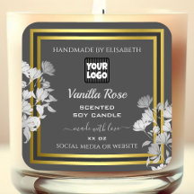 Elegante Produktverpackungsmarken Grau Gold Floral