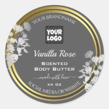 Elegante Produktverpackungsmarken Grau Gold Floral