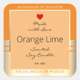 Elegante Produktverpackungsmarken Orange und Gold Quadratischer Aufkleber