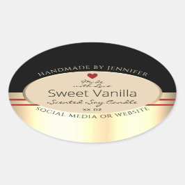 Elegante Produktverpackungsmarken Schwarz Beige Go Ovaler Aufkleber