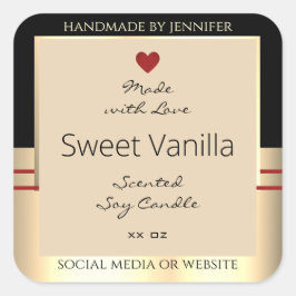 Elegante Produktverpackungsmarken Schwarz Beige Go Quadratischer Aufkleber