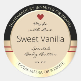 Elegante Produktverpackungsmarken Schwarz Beige Go Runder Aufkleber