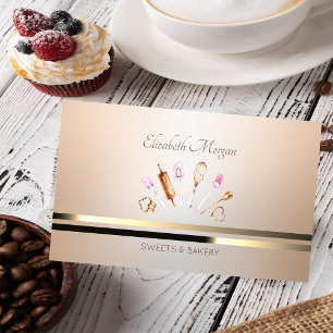 Elegante professionelle Bäckereiwerkzeuge mit gold Visitenkarte