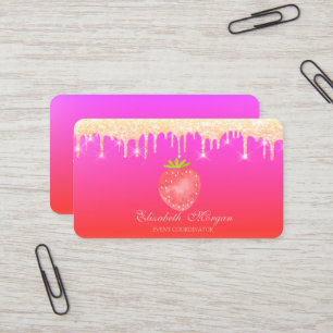 Elegante professionelle Glitter-Tropfen Erdbeerrot Visitenkarte