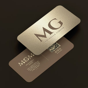 Elegante professionelle Initialen Braun Faux Gold Visitenkarte