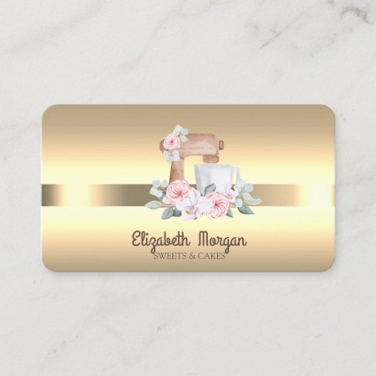 Elegante professionelle Mixer Blume Gold Visitenkarte (Vorderseite)