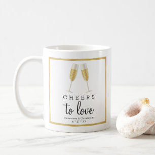 Elegante Prost auf die Liebe Gold Hochzeit Champag Kaffeetasse