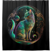 Elegante Psychedelic Cat Moderne Kunst | Duschvorhang (Vorderseite)