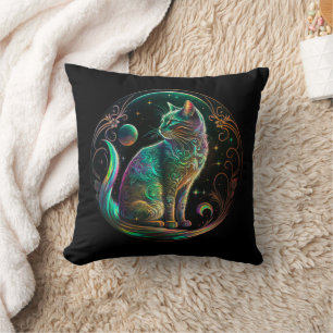 Elegante Psychedelic Cat Moderne Kunst Kissen