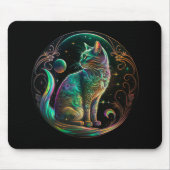 Elegante Psychedelic Cat Moderne Kunst | Mousepad (Vorne)