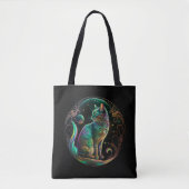 Elegante Psychedelic Cat Moderne Kunst | Tasche (Vorderseite)