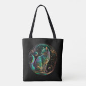 Elegante Psychedelic Cat Moderne Kunst | Tasche (Rückseite)