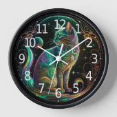 Elegante Psychedelic Cat Moderne Kunst | Uhr (Vorderseite)