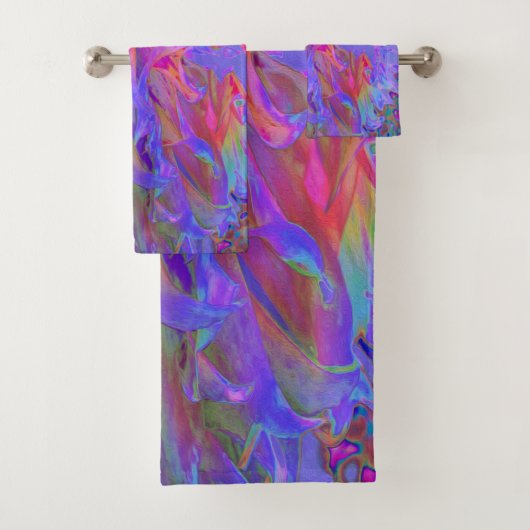 Elegante Psychedelic Decorative Dahlia Blume Badhandtuch Set (Insitu)