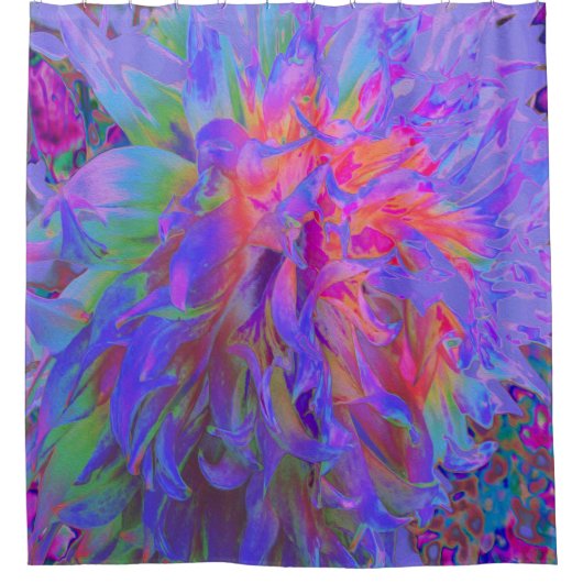 Elegante Psychedelic Decorative Dahlia Blume Duschvorhang (Vorderseite)