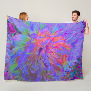 Elegante Psychedelic Decorative Dahlia Blume Fleecedecke