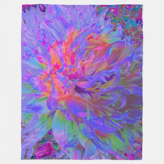 Elegante Psychedelic Decorative Dahlia Blume Fleecedecke (Vorderseite)