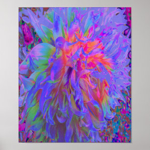 Elegante Psychedelic Decorative Dahlia Blume Poster