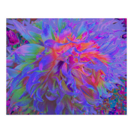 Elegante Psychedelic Decorative Dahlia Blume Poster