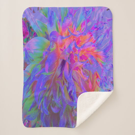 Elegante Psychedelic Decorative Dahlia Blume Sherpadecke (Vorderseite)
