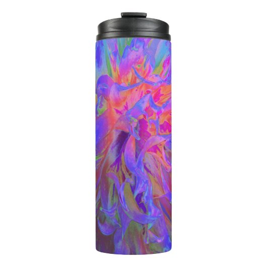 Elegante Psychedelic Decorative Dahlia Blume Thermosbecher (Vorderseite)