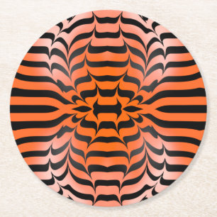 Elegante Psychedelic Orange Black Tiger Skin Print Runder Pappuntersetzer