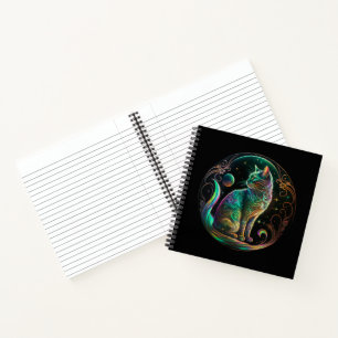 Elegante psychedelische Katze moderne Kunst Notizblock