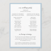Elegante, pulverblaue Monogramm-Moderne Hochzeit Programm (Rückseite)