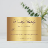 Elegante Pum Gold Script Calligraphy Wedding RSVP Karte (Stehend Vorderseite)