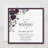 Elegante Pum Lila Mauve Floral Watercolor Script Einladung (Vorderseite)