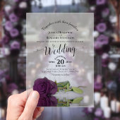 Elegante Pum Lila Rose Lacy Calligraphy Wedding Acryleinladungen