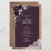 Elegante Pum Lila Rustic Wood Script Wedding (Vorne/Hinten)