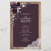 Elegante Pum Lila Rustic Wood Script Wedding (Vorderseite)
