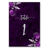 Elegante Pum Lila Silberblume Hochzeit Tischnummer (Vorderseite)