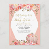 Elegante Pumpkin Baby Dusche Rose Gold Ankündigungspostkarte (Vorderseite)