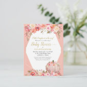 Elegante Pumpkin Baby Dusche Rose Gold Ankündigungspostkarte (Stehend Vorderseite)