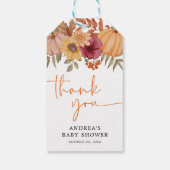 Elegante Pumpkin Herbst Blume Kinderdusche Geschenkanhänger (Rückseite)